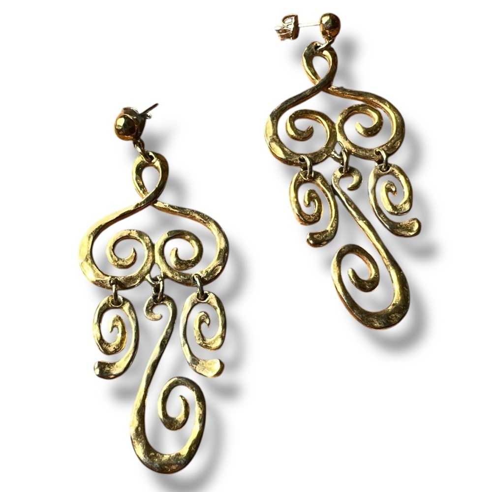 Hammered Gold Etruscan Swirl Post Earrings